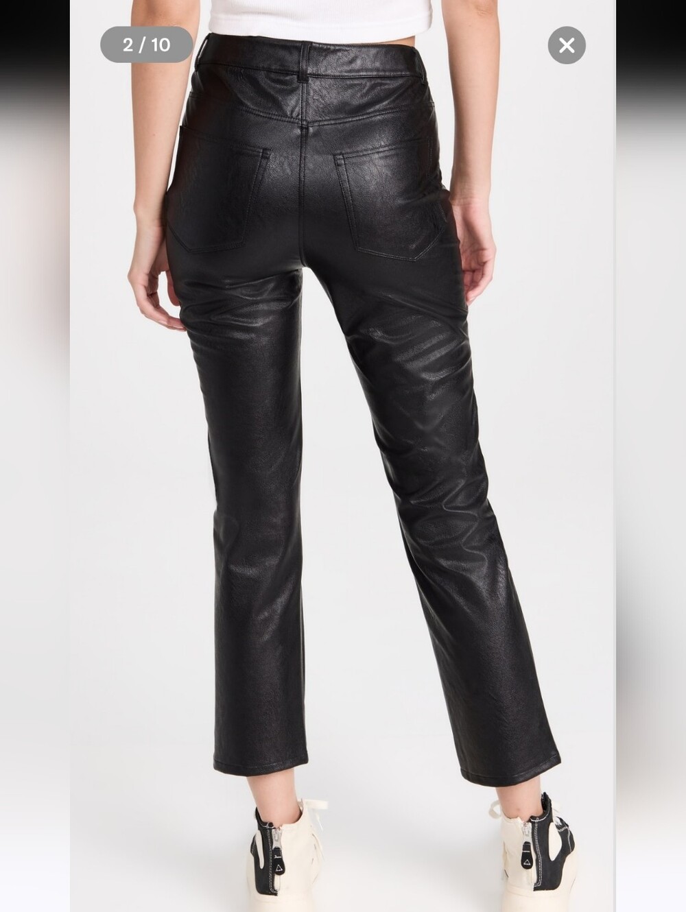 PAIGE Stella Faux Leather Pants Sz 30 Cropped - Picture 2 of 13